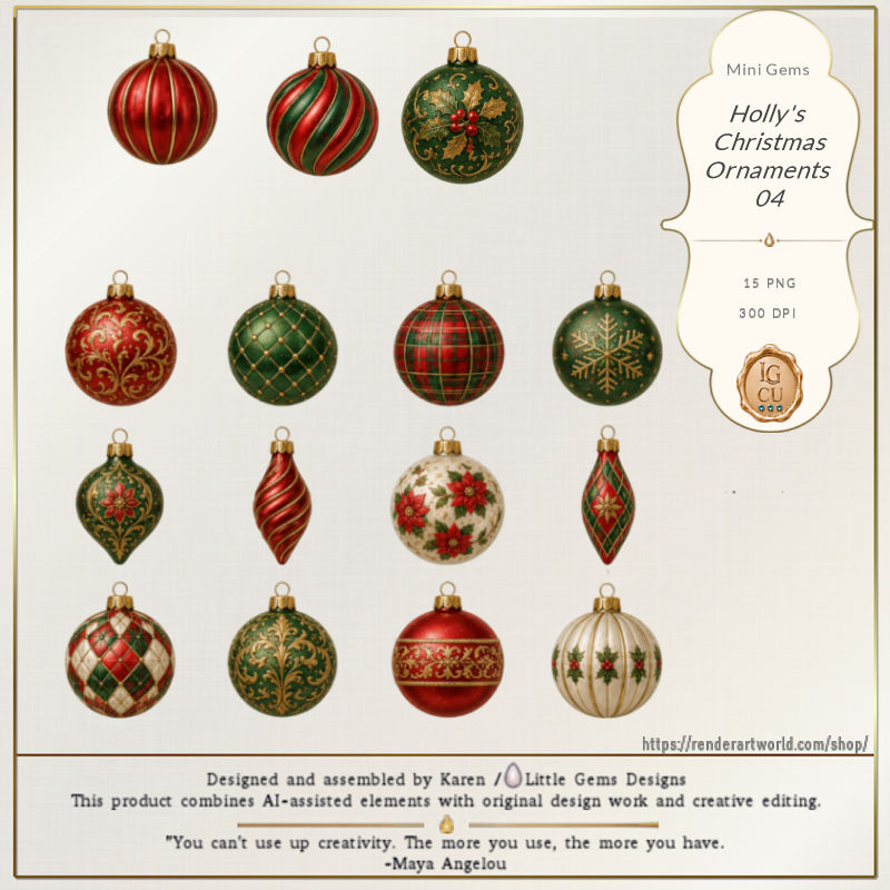(image for) Mini Gems | CU | Holly | Holly's Christmas Ornaments 04